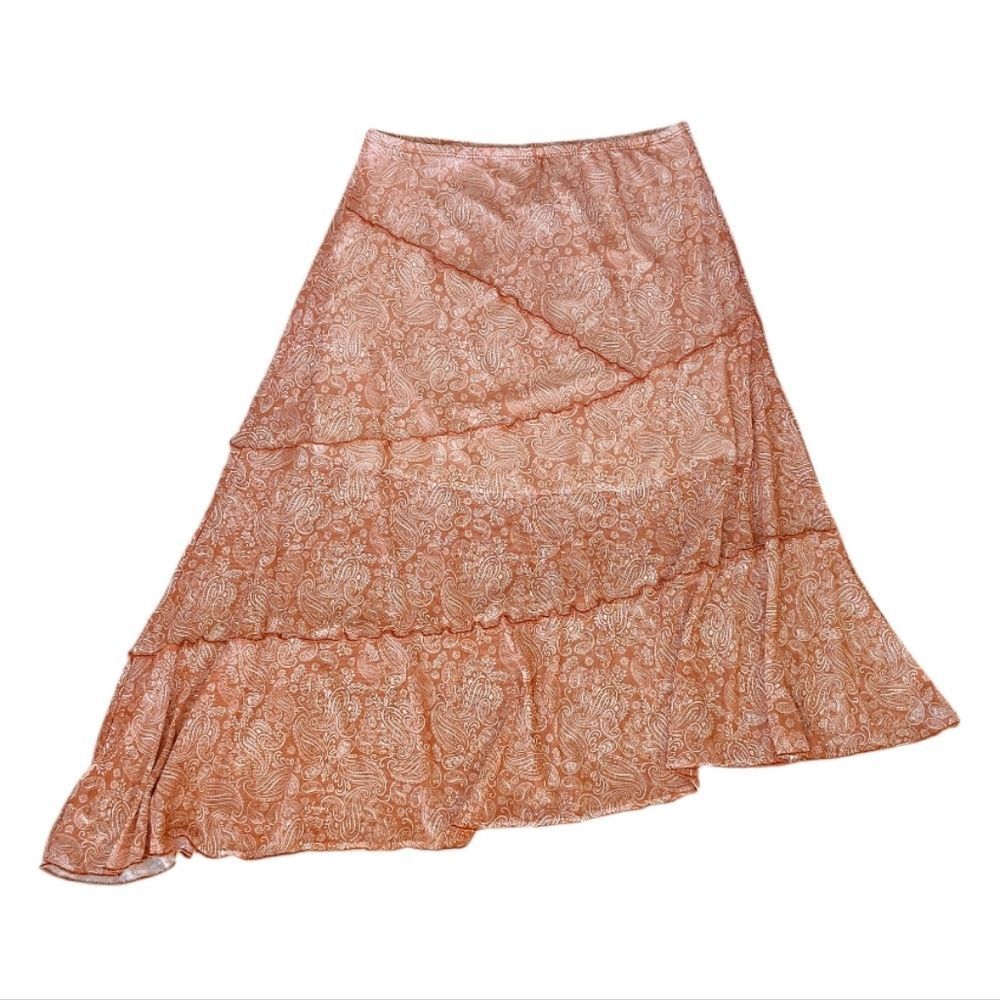 See You Monday Red Orange Paisley Two Piece Crop Top and Skirt Set Medium - Picture 5 of 13